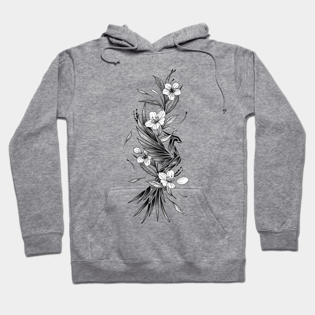 Black and white phoenix bird with flowers Hoodie by ilhnklv